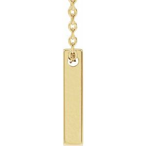 14K Yellow Gold 12 X 2.5 Mm 16-18 In Polished Engravable Four-Sided Vertical Bar Necklace