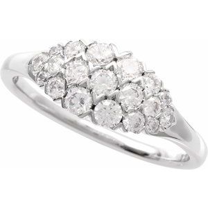 14K White Gold Natural Diamond Round 2.5 Mm Natural Diamond Polished 1/2 Ctw Natural Diamond Cluster Ring Size 7