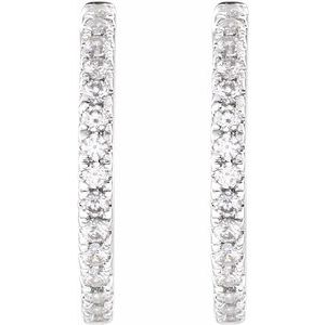 14K White Gold Pair Round Shape 1.4Mm Si1-Si2, Gh 3/8 Ctw Lab-Grown Diamond Hoop Earrings, Length: 17.4 Mm, Thickness: 1.7 Mm
