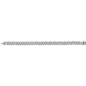 14K White Gold Round 1.1Mm G-H I1 1 1/2 Ctw Natural Diamond Curb Chain Bracelet, Length: 7 In