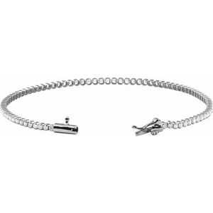 14K White Gold Round 1.7Mm G-H Si1-Si2 1 5/8 Ctw Lab-Grown Diamond Line Bracelet, Length: 7 In