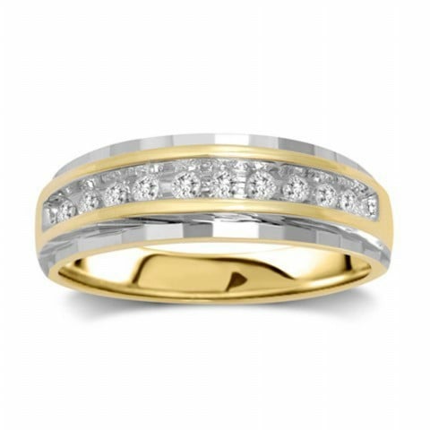 10K Two Tone Gold 0.24-0.27 Cttw Diamond Mens Band