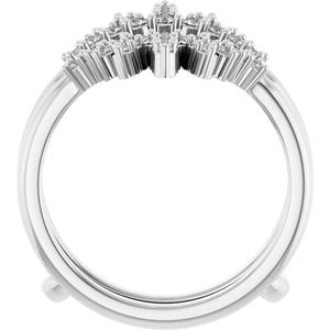 14K White Gold Round Polished 1/2 Ctw Natural Diamond Ring Guard Size 7