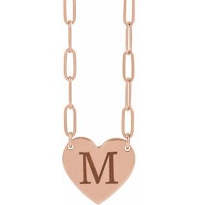 14K Rose Gold 12 X 11 Mm 18 In Polished Engravable Heart Necklace