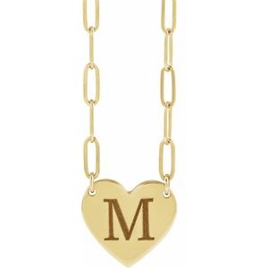 14K Yellow Gold 12 X 11 Mm 18 In Polished Engravable Heart Necklace