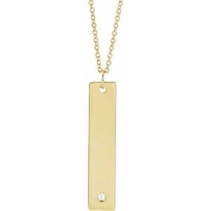 14K Yellow Gold 28 X 6 Mm 16-18 In Polished 0.03 Ctw Natural Diamond Engravable Heart Pendant