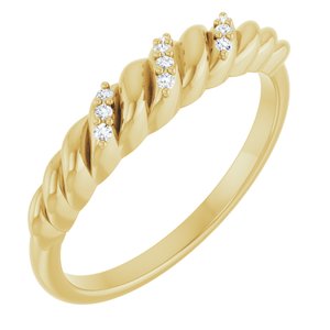 14K Yellow Gold Natural Diamond Round 1 Mm Polished .04 Ctw Natural Diamond Dome Ring Size 7