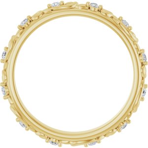 14K Yellow Gold Round 1.5 Mm G-H Si2-Si3 1/6 Ctw Natural Diamond Floral Band Size 7
