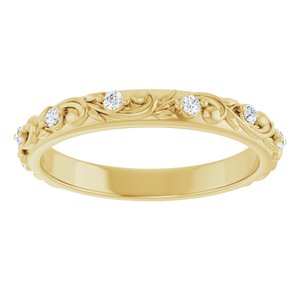 14K Yellow Gold Round 1.5 Mm G-H Si2-Si3 1/6 Ctw Natural Diamond Floral Band Size 7