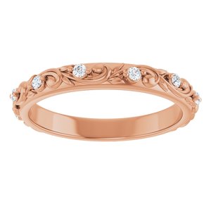 14K Rose Gold Round 1.5 Mm G-H Si2-Si3 1/6 Ctw Natural Diamond Floral Band Size 7