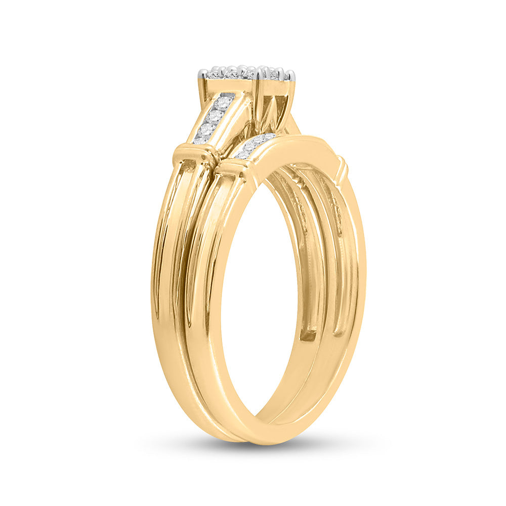 10K Yellow Or Rose Gold Round Diamond Bridal Wedding Ring Band Set 1/5 Cttw, Womens Size: 5-10