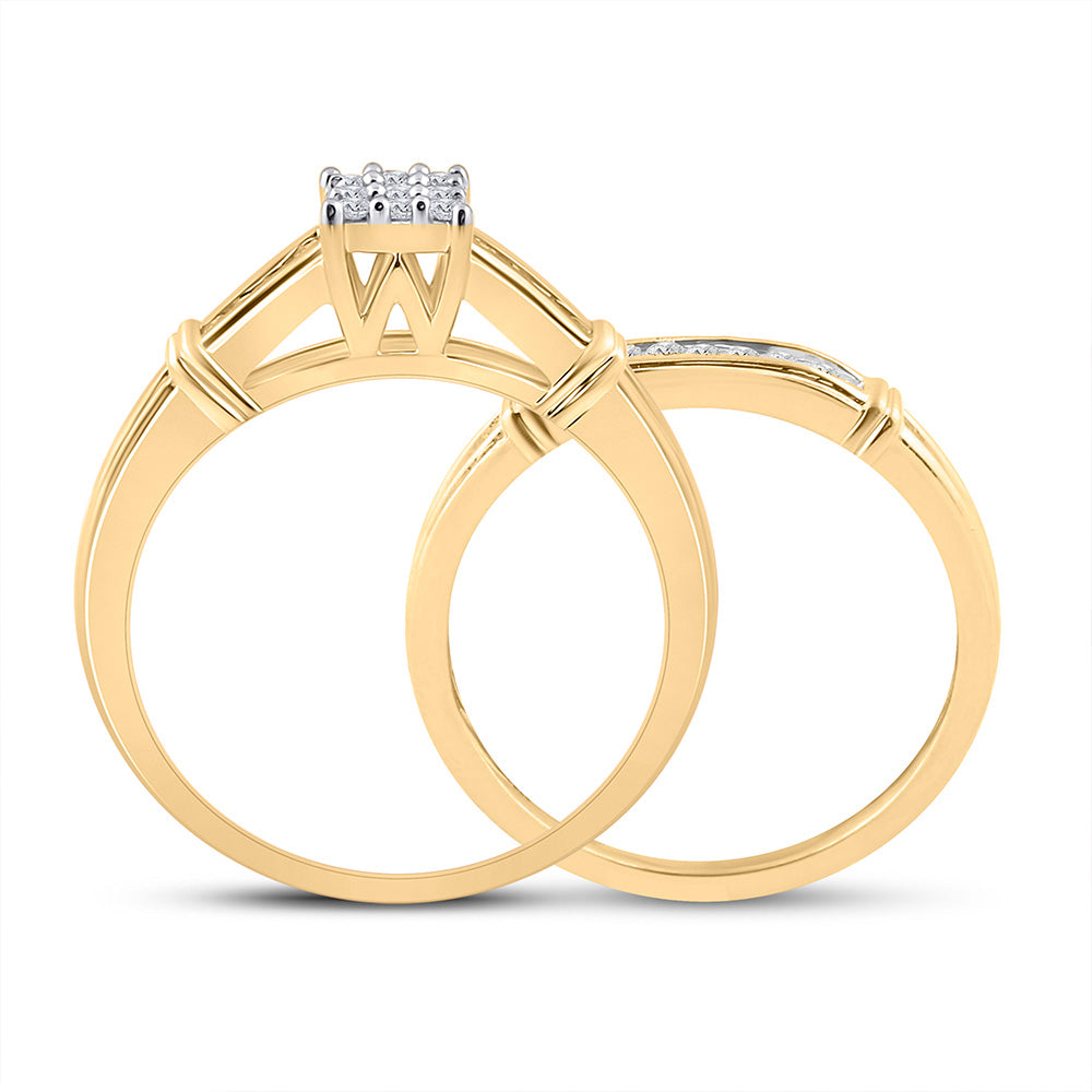 10K Yellow Or Rose Gold Round Diamond Bridal Wedding Ring Band Set 1/5 Cttw, Womens Size: 5-10