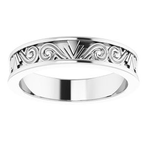 14K White Gold 4.41 Mm Polished Sculptural Band Size 7