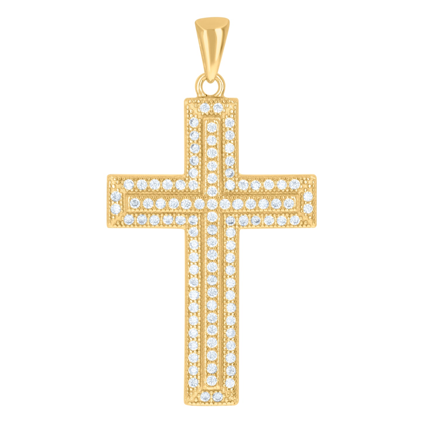 Sterling Silver Unisex Cubic Zirconia Cross Religious Charm Pendant
