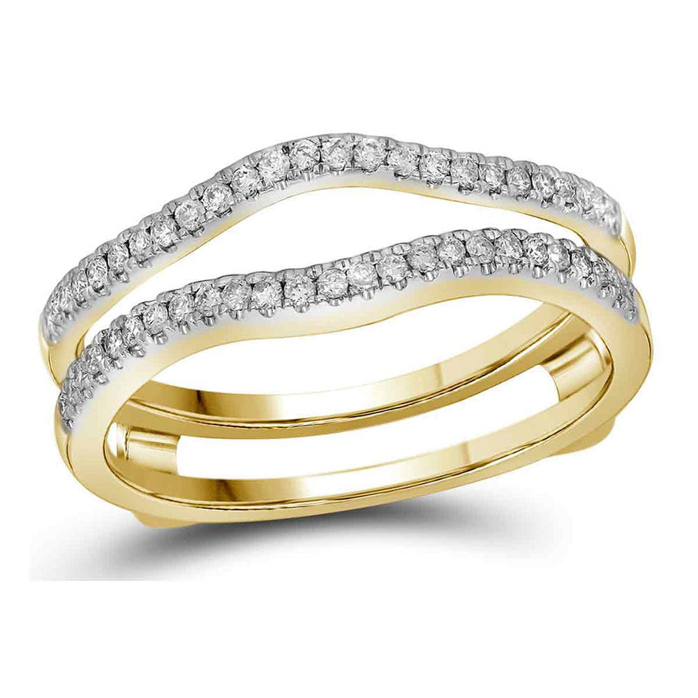 14K Yellow Or White Gold Womens Diamond Ring Guard Wrap Solitaire Band Enhancer 1/4 Cttw, Womens Size: 5-10