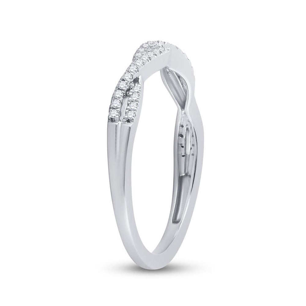 14K White Gold Womens Round Diamond Twist Stackable Band Ring 1/6 Cttw, Womens Size: 5-10