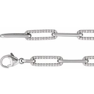 14K White Gold Round 1.1Mm G-H I1 1 Ctw Natural Diamond Link Bracelet, Length: 7 In