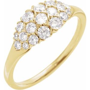 14K Yellow Gold Natural Diamond Round 2.5 Mm Natural Diamond Polished 1/2 Ctw Natural Diamond Cluster Ring Size 7