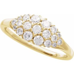 14K Yellow Gold Natural Diamond Round 2.5 Mm Natural Diamond Polished 1/2 Ctw Natural Diamond Cluster Ring Size 7