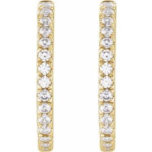 14K Yellow Gold Pair Round Shape 1.4Mm Si1-Si2, Gh 3/8 Ctw Lab-Grown Diamond Hoop Earrings, Length: 17.4 Mm, Thickness: 1.7 Mm