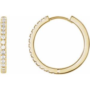 14K Yellow Gold Pair Round Shape 1.4Mm Si1-Si2, Gh 3/8 Ctw Lab-Grown Diamond Hoop Earrings, Length: 17.4 Mm, Thickness: 1.7 Mm