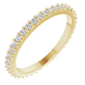 14K Yellow Gold Round 1.3 Mm G-H Si2-Si3 1/3 Ctw Natural Diamond Eternity Band Size 4.5