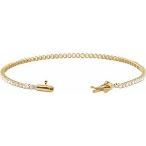 14K Yellow Gold Round 1.7Mm G-H Si1-Si2 1 5/8 Ctw Lab-Grown Diamond Line Bracelet, Length: 7 In
