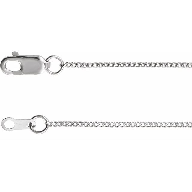 Sterling Silver 1 Mm 7 In Lobster Clasp Diamond-Cut Curb Chain