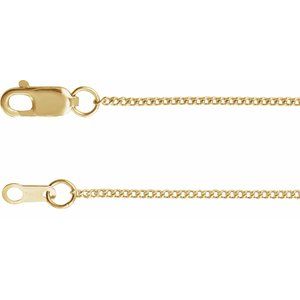 14K Yellow Or White Or Rose Gold Or Sterling Silver 1 mm Lobster Clasp Diamond-Cut Curb Chain