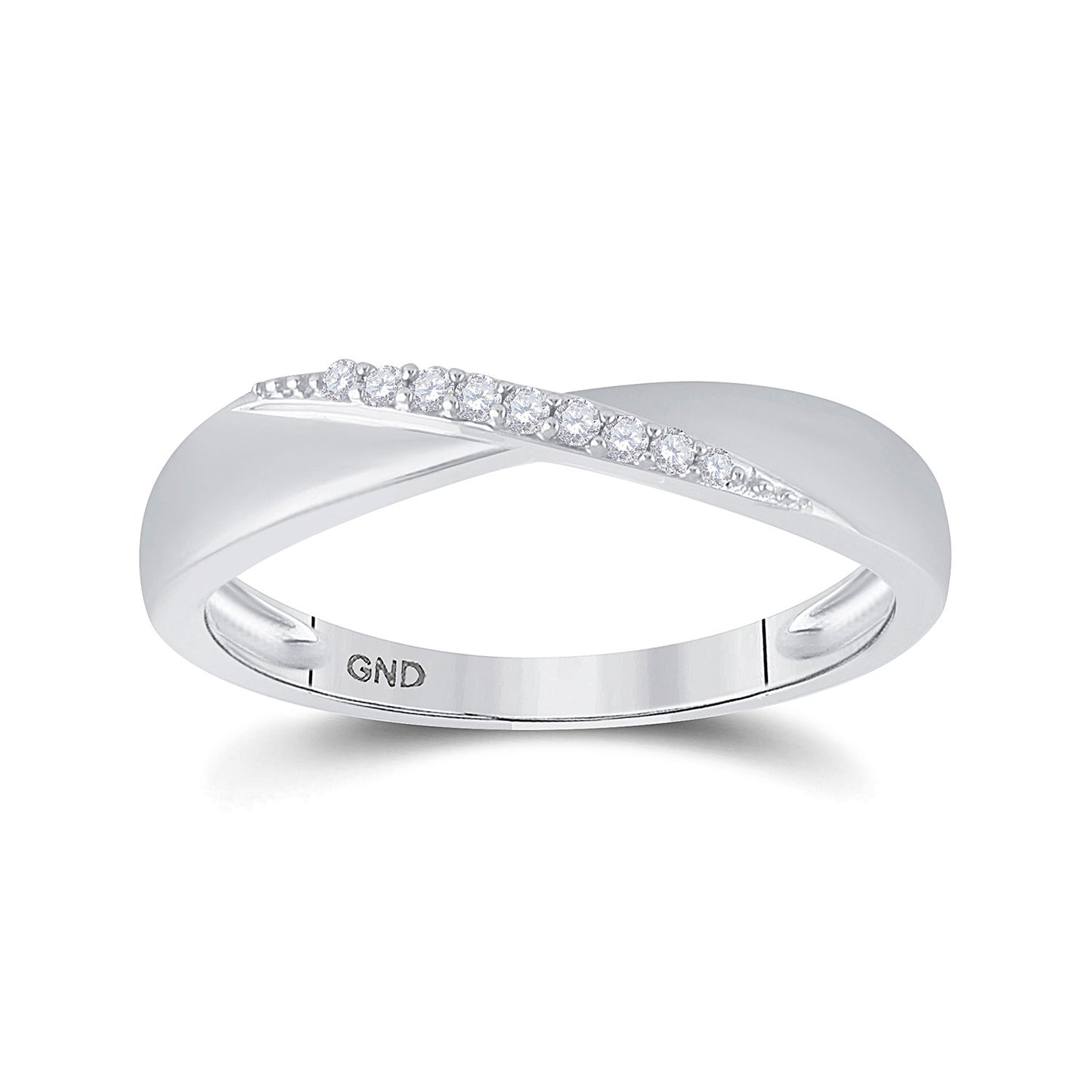 Sterling Silver Womens Round Diamond Band Ring 1/20 Cttw, Womens Size: 5-10
