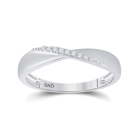 Sterling Silver Womens Round Diamond Band Ring 1/20 Cttw, Womens Size: 5-10