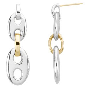 Sterling Silver & 14K Yellow Gold Friction Backs Marine Link Earrings