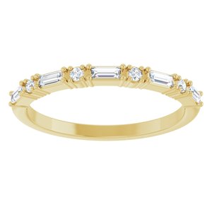 14K Yellow Gold Natural Diamond Straight Baguette 3 X 1.25 Mm Natural Diamond Polished 1/5 Ctw Natural Diamond Anniversary Band Size 7