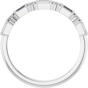 14K White Gold Natural Diamond Straight Baguette 3 X 1.25 Mm Natural Diamond Polished 1/5 Ctw Natural Diamond Anniversary Band Size 7