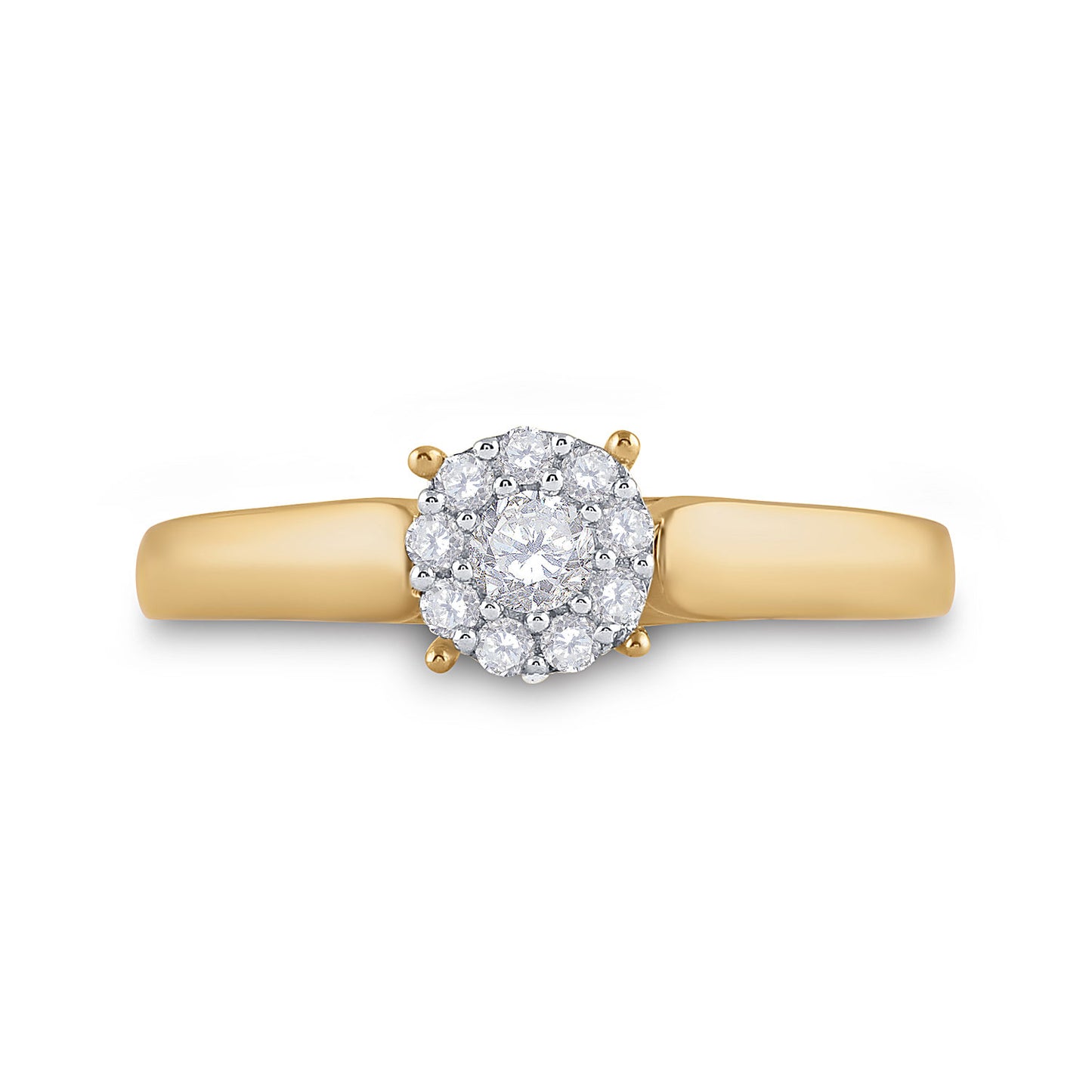 10K Yellow Gold Round Diamond Solitaire Bridal Wedding Engagement Ring 1/5 Cttw, Womens Size: 5-10