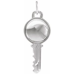 Sterling Silver 21.57 X 9 Mm Polished Engravable Key Pendant