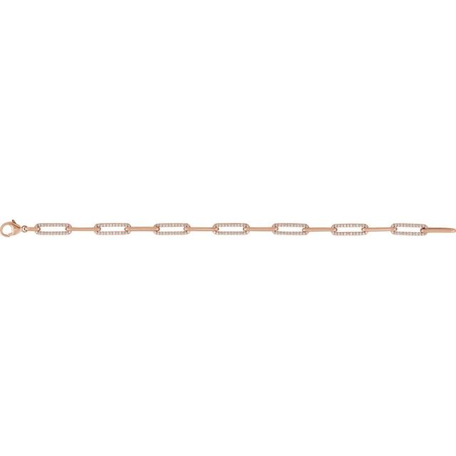 14K Rose Gold Round 1.1Mm I1, G-H 7 In Polished 1 Ctw Natural Diamond Link Bracelet