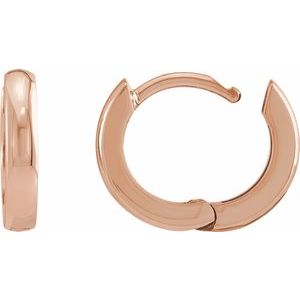 14K Rose Gold Pair Hinged Hoop Earrings, Length: 12 Mm, Thickness: 2.25 Mm