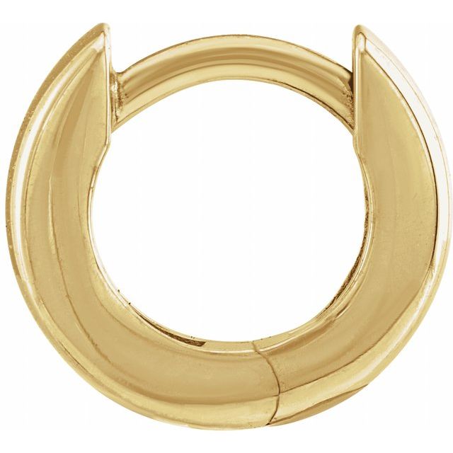 14K Yellow Gold Polished Hinged Hoop Earring With Bead Blast Finish