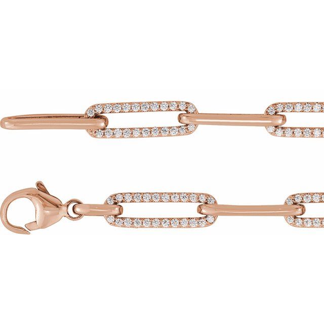 14K Rose Gold Round 1.1Mm I1, G-H 7 In Polished 1 Ctw Natural Diamond Link Bracelet
