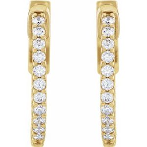 14K Yellow Gold Pair Round Shape 1.3Mm I1, H+ 1/3 Ctw Natural Diamond Inside-Outside Hinged Hoop Earrings, Length: 15.5 Mm, Thickness: 1.5 Mm
