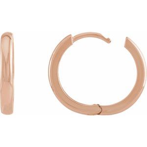 14K Rose Gold Pair Hinged Hoop Earrings, Length: 17 Mm, Thickness: 2.39 Mm