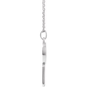 Sterling Silver 21.57 X 9 Mm 16-18 In Polished Engravable Key Necklace
