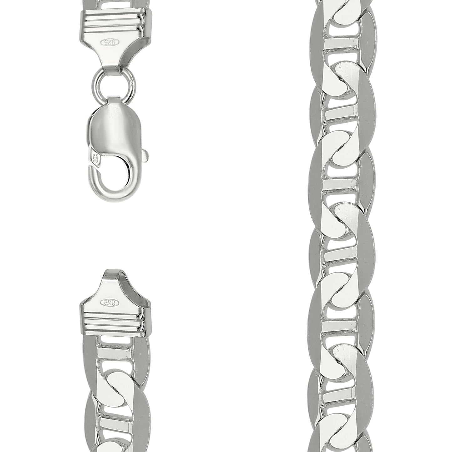 Sterling Silver Solid Classic Mariner Bracelet Silver
