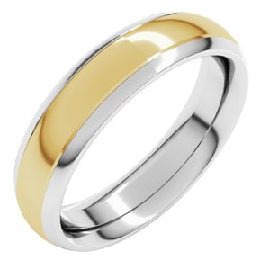 14K White/Yellow Or Yellow/White Or White/Rose Gold Half Round Band