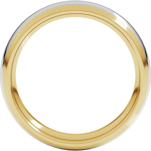 14K Yellow/White Or White/Yellow Gold Stepped Beveled-Edge Inlay Comfort-Fit Half Round Band