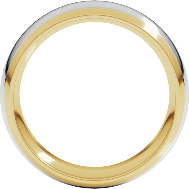 14K Yellow/White Or White/Yellow Gold Stepped Beveled-Edge Inlay Comfort-Fit Half Round Band