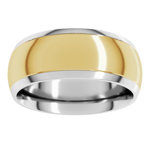 14K White/Yellow Or Yellow/White Or White/Rose Gold Half Round Band