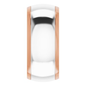 14K Yellow Or White Or Rose Gold Stepped Beveled-Edge Inlay Comfort-Fit Half Round Band