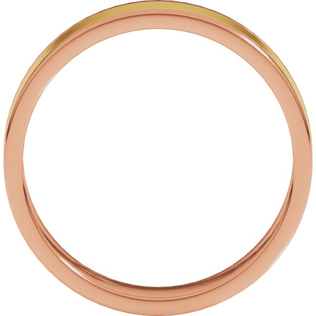 14K Rose/Yellow Or Yellow/White Gold Standard Stepped-Edge Inlay Flat Grooves Band